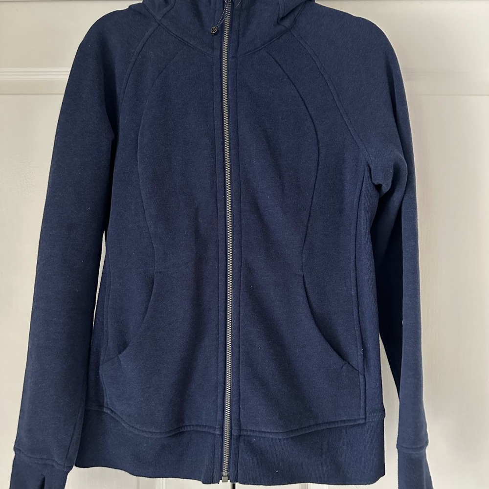 Navy Blue Lululemon Zip-Up Scuba with Hoodie